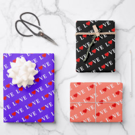 LIEBE Lavender Orange Black Geschenkpapier Set
