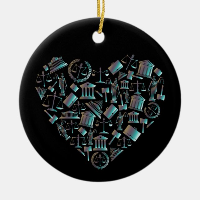 Liebe Law - Minimalistisches Lunar Green Heart Keramik Ornament (Vorne)