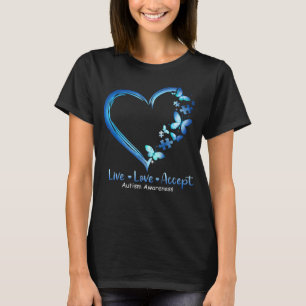 Liebe Leben Akzeptiere Autismus-Bewusstsein Herz S T-Shirt