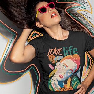 Liebe Leben farbenfrohe Gesicht Motivierend T-Shirt