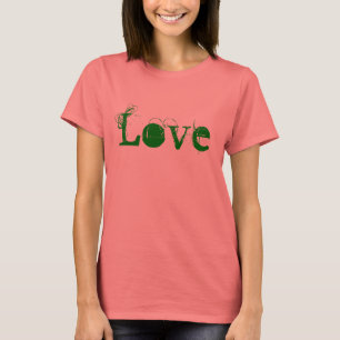 Liebe Leben in Weiß Grün und Orange T-Shirt