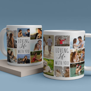 Liebe Leben mit dir 14 FotoCollage weiß Kaffeetasse