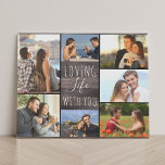 Liebe Leben mit dir 7 Foto Collage - Rustikales Ho Künstlicher Leinwanddruck<br><div class="desc">Rustikales Foto Collage Imitate Leinwand, die Sie mit 7 Ihrer Lieblings-Fotos personalisieren können. Dieses Landhaus Holzeffekt Design wird mit den Worten "liebend Leben mit dir" in eleganter handgeschriebener Schrift und mageren Schriftart Typografie geschrieben. Die Fotovorlage ist für Sie bereit, Ihre Bilder im Uhrzeigersinn von oben links hinzuzufügen. Die Bildvorlage wird...</div>