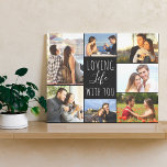 Liebe Leben mit dir 7 Foto Collage - Schwarz Leinwanddruck<br><div class="desc">Elegante gewickelte Leinwand, die Sie mit 7 Ihrer Lieblings-Fotos personalisieren können. Die Vorlage ist für Sie bereit, um Ihre Fotos hinzuzufügen, und arbeitet im Uhrzeigersinn von oben verlassen. Die handgeschriebene Formulierung lautet "liebevolles Leben mit dir" in eleganter Schrift und magischer Schriftart-Typografie. Dieses Design hat eine einfache, minimalistische Farbpalette aus Schwarz...</div>