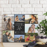 Liebe Leben mit dir 7 FotoCollage | Schwarz Künstlicher Leinwanddruck<br><div class="desc">Stilvolle Foto Collage Imitate Leinwand, die Sie mit 7 Ihrer Lieblings-Fotos personalisieren können. Dieses schicke Schwarz-Weiß-Design wird mit den Worten "liebt das Leben mit dir" in eleganter handgeschriebener Schrift und mager Schriftart-Typografie geschrieben. Die Fotovorlage ist für Sie bereit, Ihre Bilder im Uhrzeigersinn von oben links hinzuzufügen. Die Bildvorlage wird im...</div>