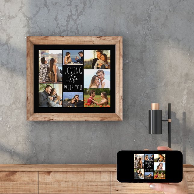 Liebe Leben mit dir 7 FotoCollage | Schwarz Poster (Von Creator hochgeladen)