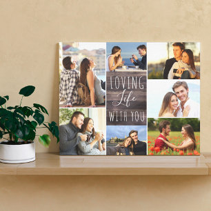 Liebe Leben mit euch 7 Foto Collage - Rustikales H Leinwanddruck