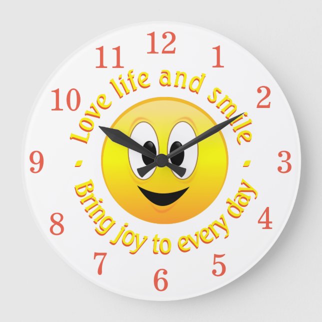 Liebe Leben und Freude mit einem Gesicht Große Wanduhr (Vorderseite)