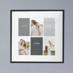 Liebe lebt hier   Drei-Foto-Familiengeschenk Poster