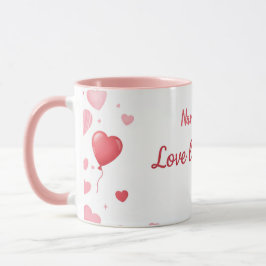 Liebe lebt hier - Rosa und rote Herzen Tasse