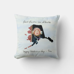 Liebe lebt in Alaska Staat Gestaltete Custom Foto Kissen