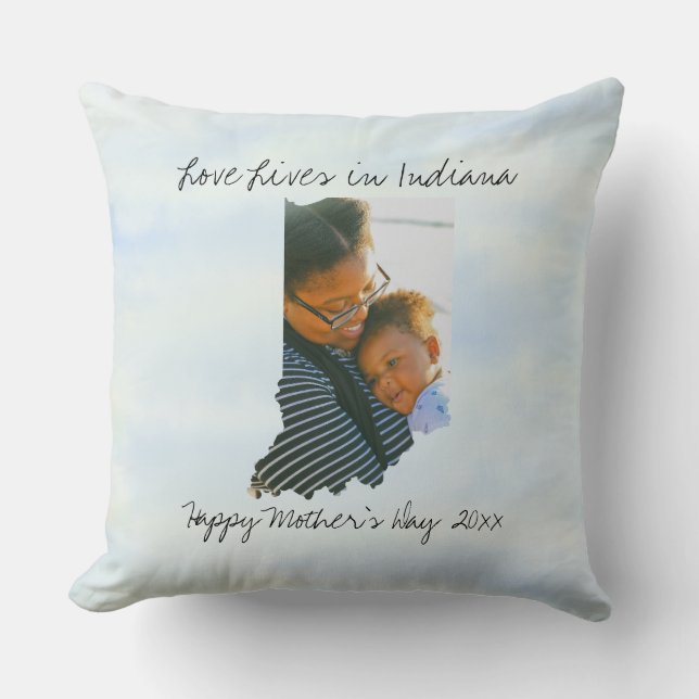 Liebe lebt in Indiana Staat geformt Custom Foto Kissen (Vorderseite)