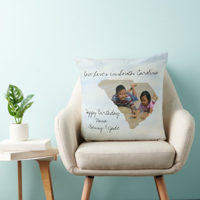 Liebe lebt in South Carolina Staat gestreiftes Fot Kissen (Stuhl )