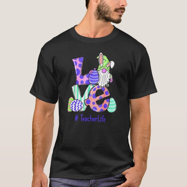 Liebe Lehrer Leben Osterfest Ei Jagdkorb T-Shirt (Vorderseite)