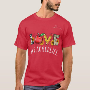 Liebe Lehrer Life Red Apple Pencil School Lehrer T-Shirt