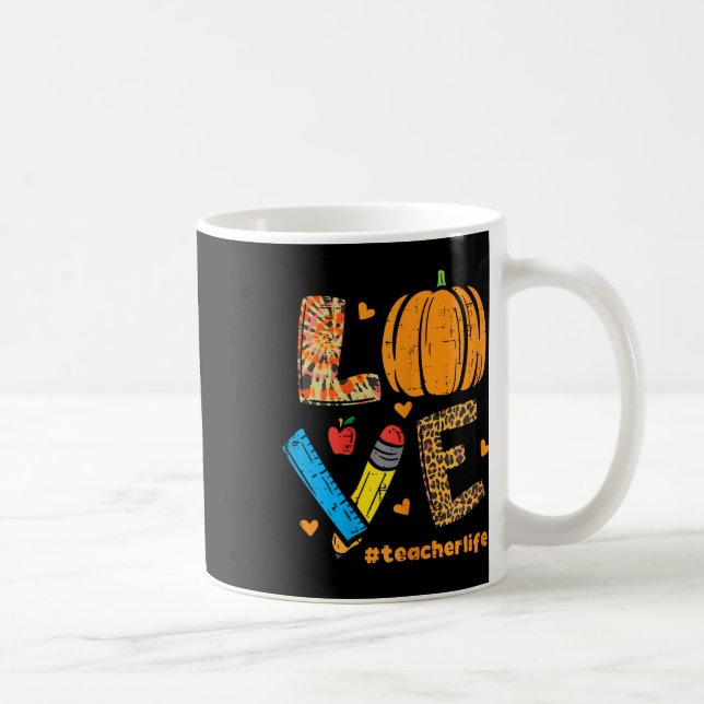 Liebe Lehrer Pumpkin Leopard Herbst Thanksgiv Kaffeetasse (Rechts)