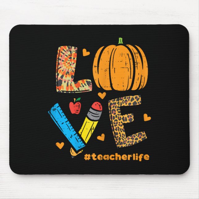 Liebe Lehrer Pumpkin Leopard Herbst Thanksgiv Mousepad (Vorne)