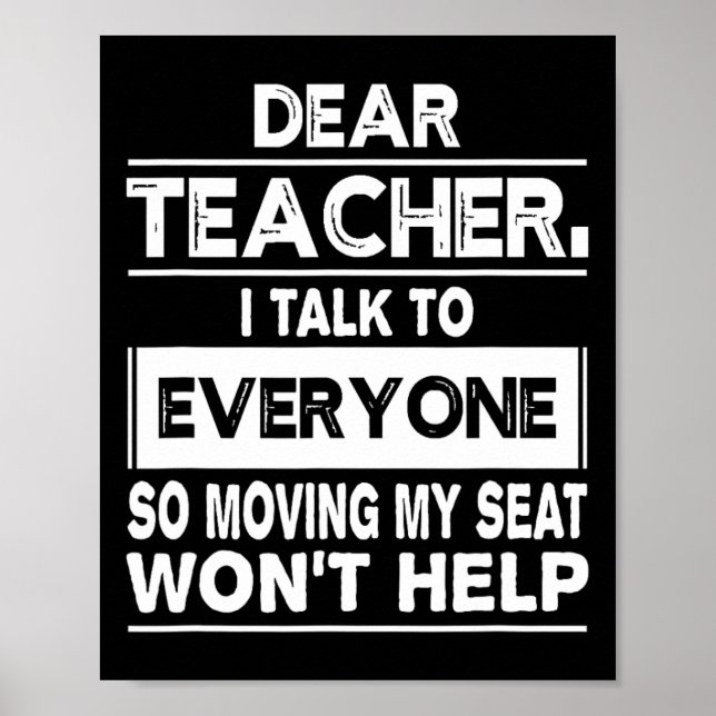 Liebe Lehrerin ich spreche mit jedem Spaß zurück i Poster (Vorne)