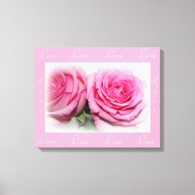 Liebe Leinwand Wrap mit rosa Rosen (Vorderseite)