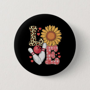 Liebe Leopard Sonnenblumen Bowling Valentine Bowli Button