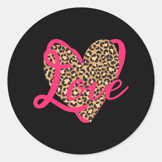 Liebe Leopard Valentine Runder Aufkleber (Vorderseite)