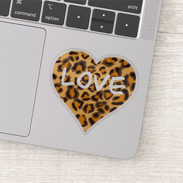 Liebe | Leopardenmuster Herzdesign | Gepard Aufkleber (Detail)