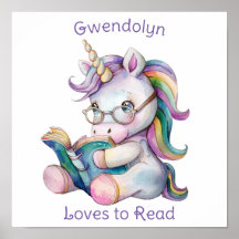 Liebe Lesen Niedlicher Einhornbrille Lila Text