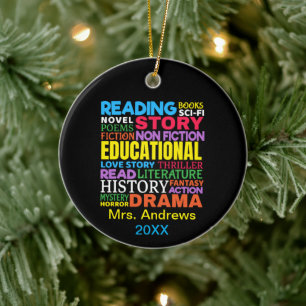Liebe Lesen von Büchern - Genre Word Art Keramik Ornament