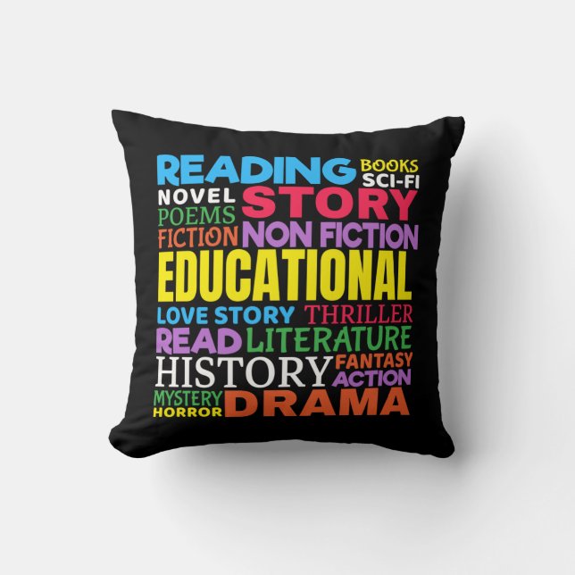 Liebe Lesen von Büchern - Genre Word Art Kissen (Vorderseite)