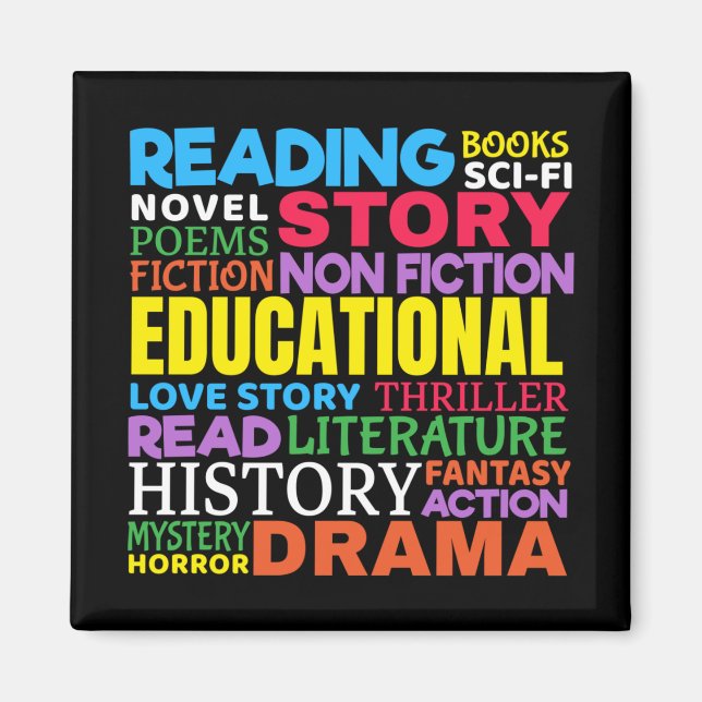 Liebe Lesen von Büchern - Genre Word Art Magnet (Vorne)