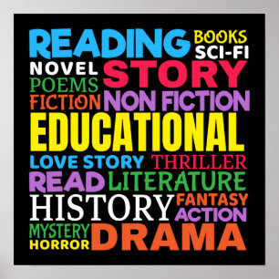 Liebe Lesen von Büchern - Genre Word Art Poster