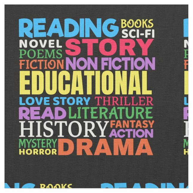 Liebe Lesen von Büchern - Genre Word Art Stoff (Nahaufnahme)