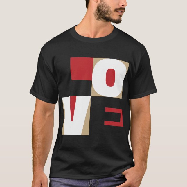 Liebe Letter Art Contemporary Red Black Gold Desig T-Shirt (Vorderseite)