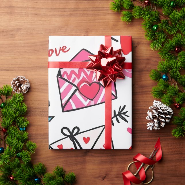 Liebe Letter Doodles Geschenkpapier (Feiertagsgeschenk)