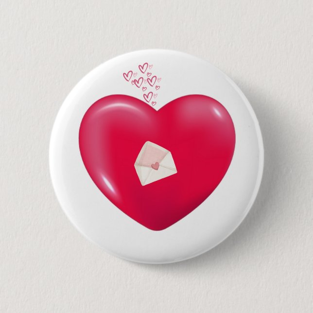 Liebe Letter in Heart - Romantisches Button-Abzeic Button (Vorderseite)