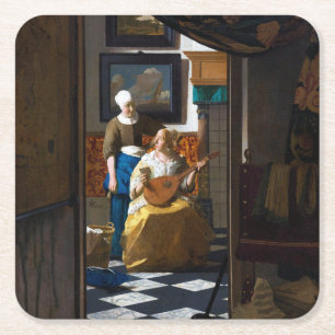 Liebe Letter, Johannes Vermeer Rechteckiger Pappuntersetzer