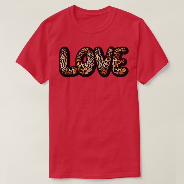 Liebe Letters Animal Print Cheetah Leopard Heart V T-Shirt (Design vorne)