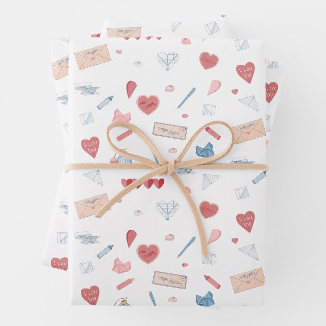 Liebe Letters Valentine Stationery Valetines Day Geschenkpapier Set (Beispiel)