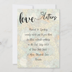 Liebe Letters Vintag Map Boho Charm Micro Wedding Einladung