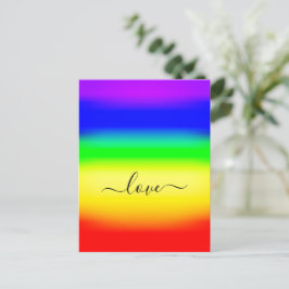 Liebe LGBT Rainbow Pride Ombre Script Swash Postkarte
