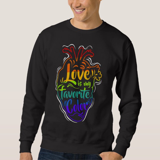 Liebe Lgbtq ist mein Lieblings-Rainbow-Herzstück Sweatshirt (Vorderseite)