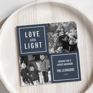 Liebe & Licht Modernes Hanukkah-Foto Feiertagskarte