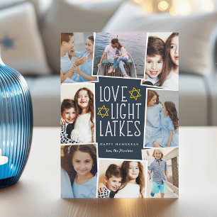 Liebe, Licht und Gitter Hanukkah Foto Collage Feiertagskarte