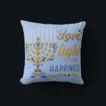 Liebe, Licht und Glück Hanukka Kissen<br><div class="desc">Liebe,  Licht und Glück Menorah Hanukkah Throw Kissen</div>