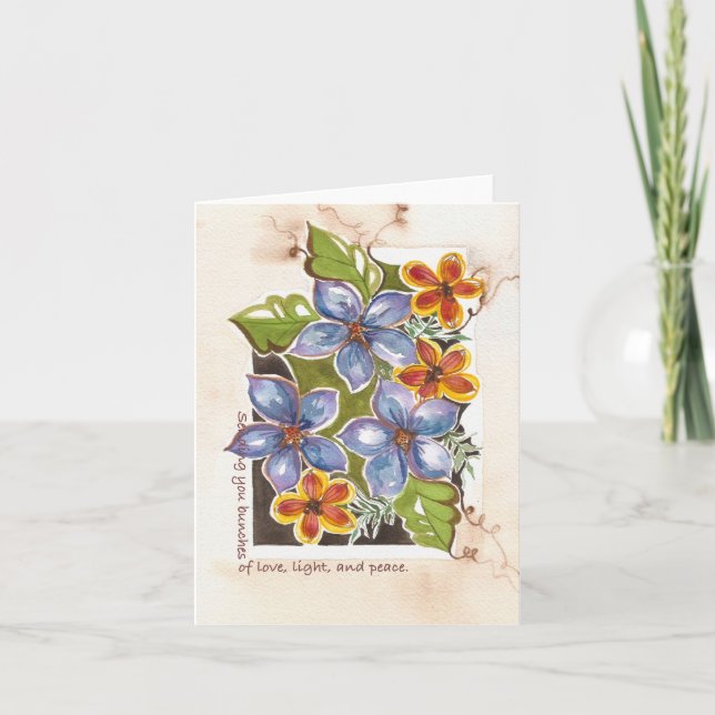 Liebe, Licht und Ruhe Wasserfarbene Florennotecard Karte (Vorderseite)