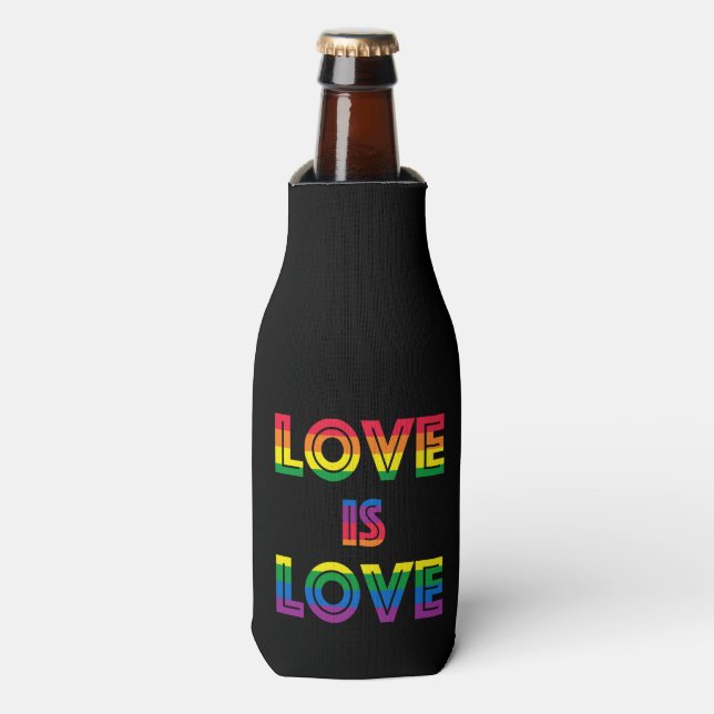 Liebe Liebe Gay Pride Flag Flaschenkühler (Flaschenvorderseite)