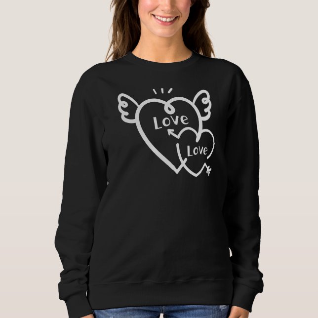 Liebe Liebe Heart Arrow Wings Graphic Design Sweatshirt (Vorderseite)