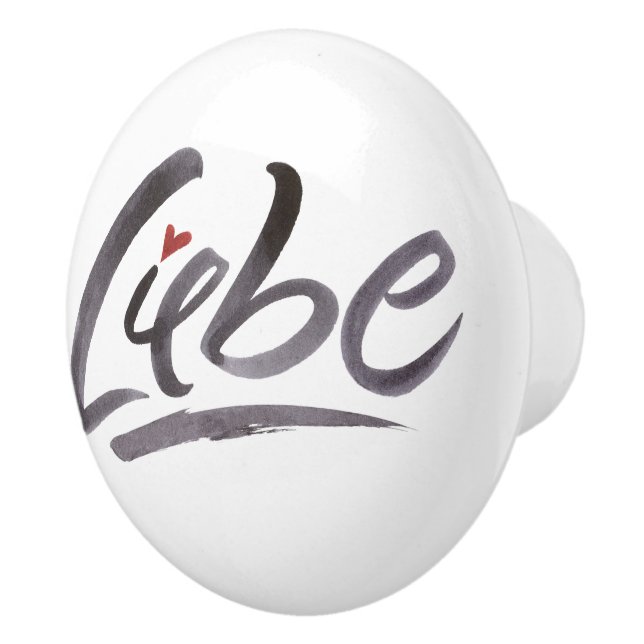 Liebe Liebe Hertz Brush Herzkalligrafie Word Keramikknauf (Rechts)