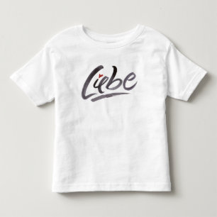 Liebe Liebe Hertz Heart Brush Lettering Calligraph Kleinkind T-shirt
