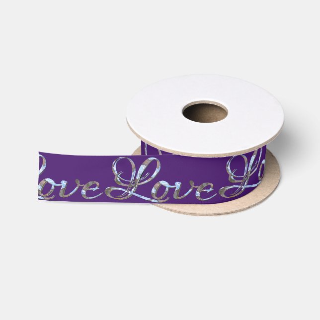 Liebe Liebe Liebe Elegant Royal Lila Satinband (Spule)